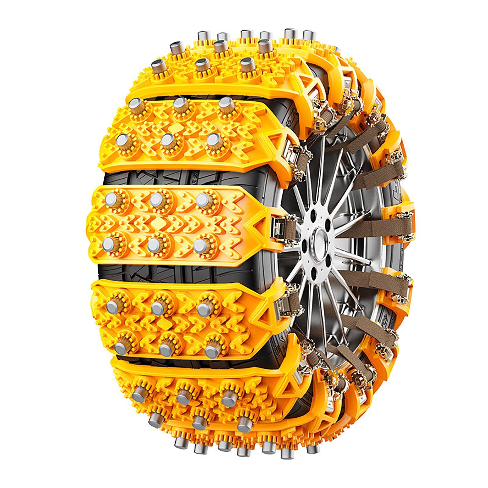 Geeignet For Reifenbreite 165–265 Mm, Anti-Rutsch-Kette For Autos, Sicherheitskette For Winterfahrten, Tragbare Traktionskette, Wiederverwendbare Notfall-Schneekette For Autoreifen(Yellow) von XAOXONGW