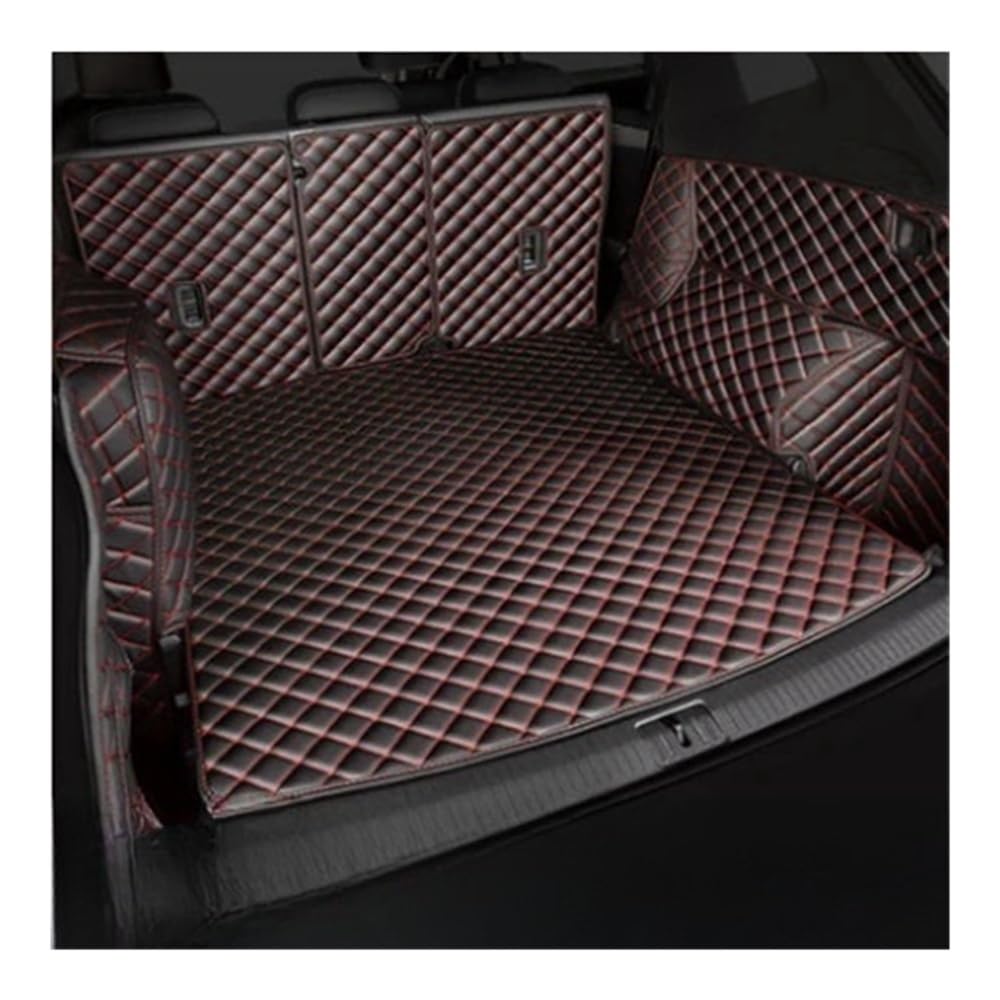 Für Hyundai Für Santa Fe 2013 2014 2015 2016 2017 2018 Der Kofferraum Cargo Liner Kofferraummatte Cargo Floor Teppich Schlamm Kofferraumwanne(Black red) von XARNUH