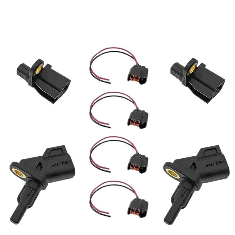 XARNUH ABS Raddrehzahlgeber Set 4 ABS-Radgeschwindigkeitssensor Auto-Radgeschwindigkeitssensor Mit Stecker Vorne Hinten BP4K-43-711A, BP4K-43-701A Für Volvo 2.5L ABS Sensor von XARNUH