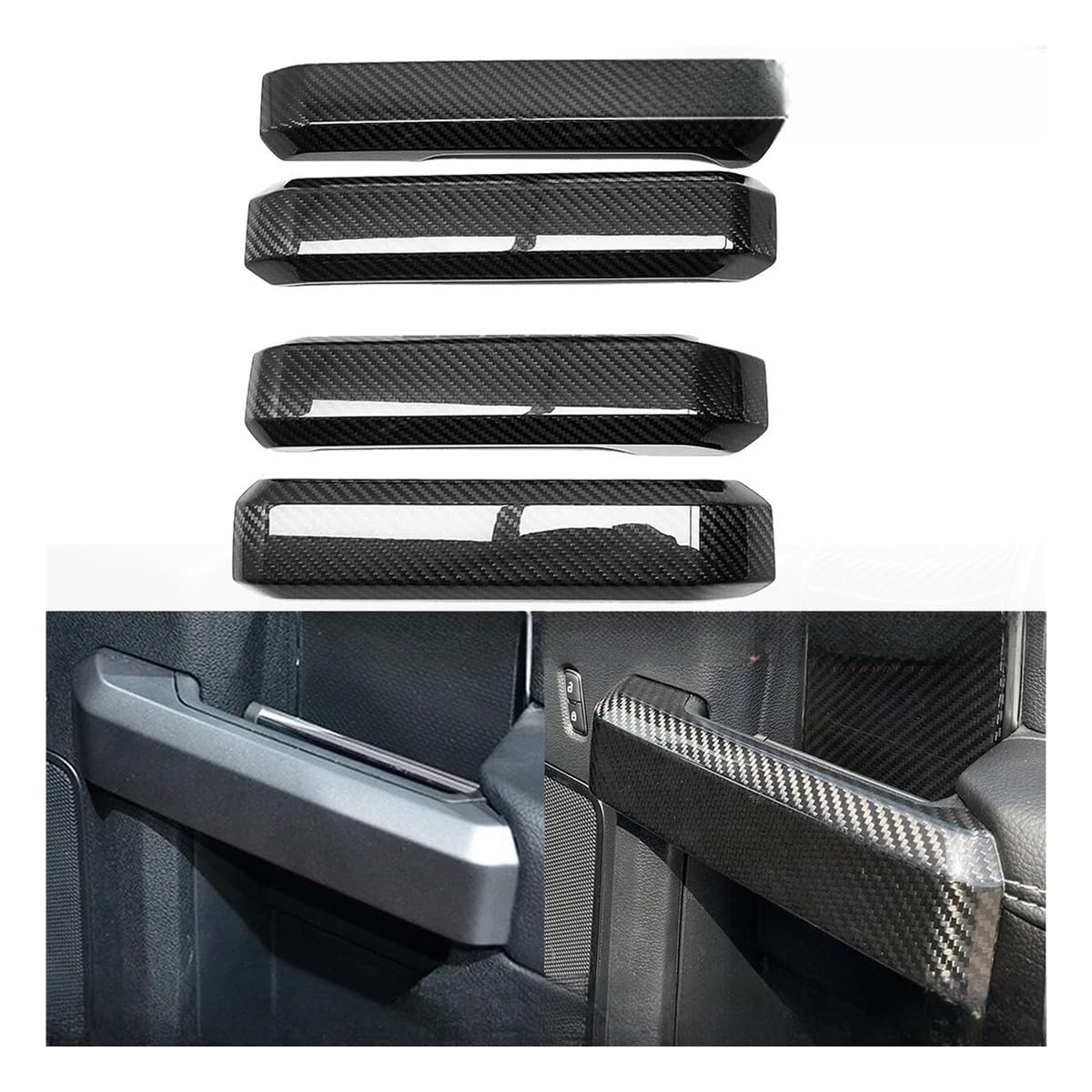 XARNUH Frontluftgitter Für Raptor 2015-2020 Auto Carbon Fiber Vorne Links Rechts AC Vent Grille Rahmen Trim Abdeckung Dekoration Aufkleber(Inner Door Handle) von XARNUH