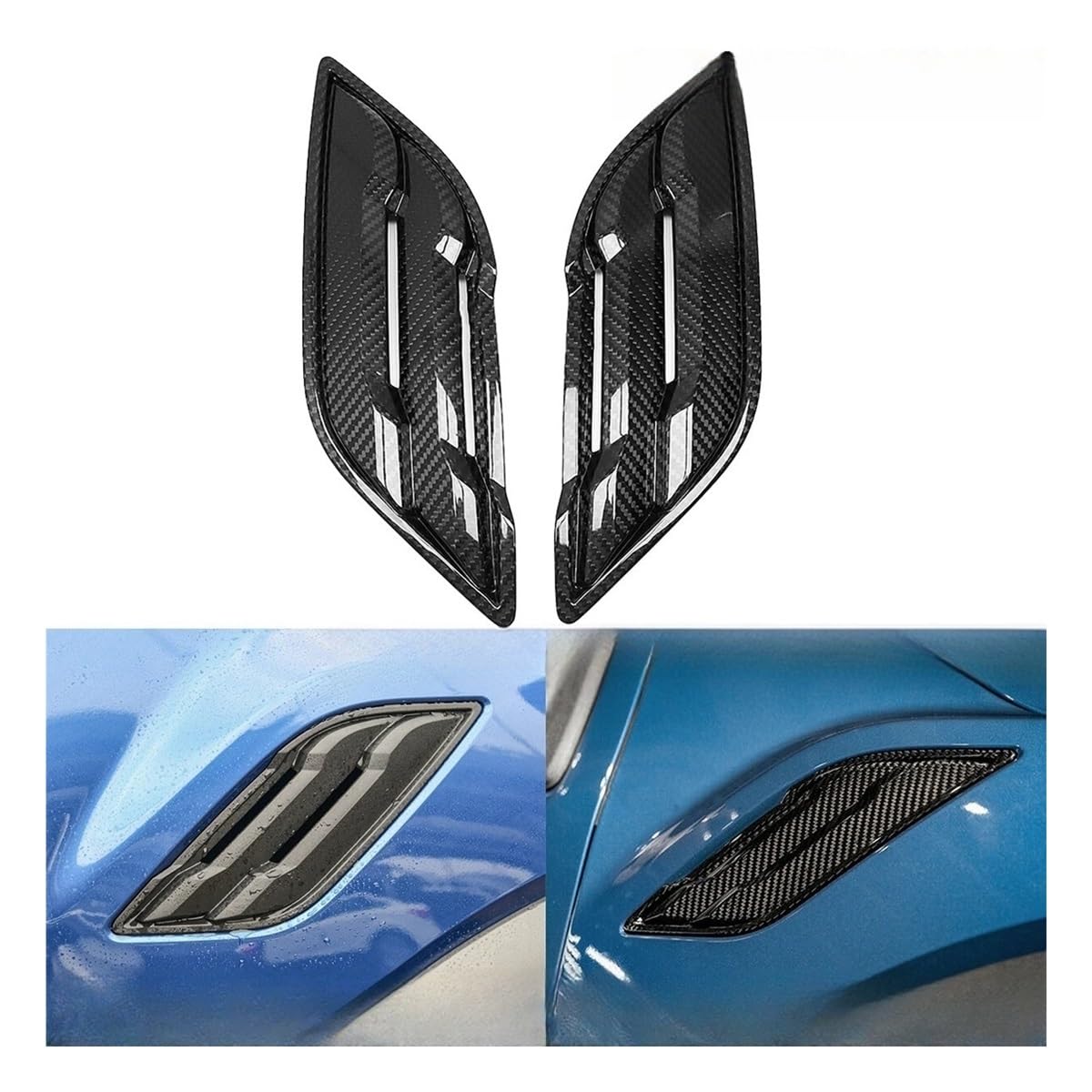 XARNUH Frontluftgitter Für Raptor 2015-2020 Auto Carbon Fiber Vorne Links Rechts AC Vent Grille Rahmen Trim Abdeckung Dekoration Aufkleber(Side Vent Fender Tr) von XARNUH