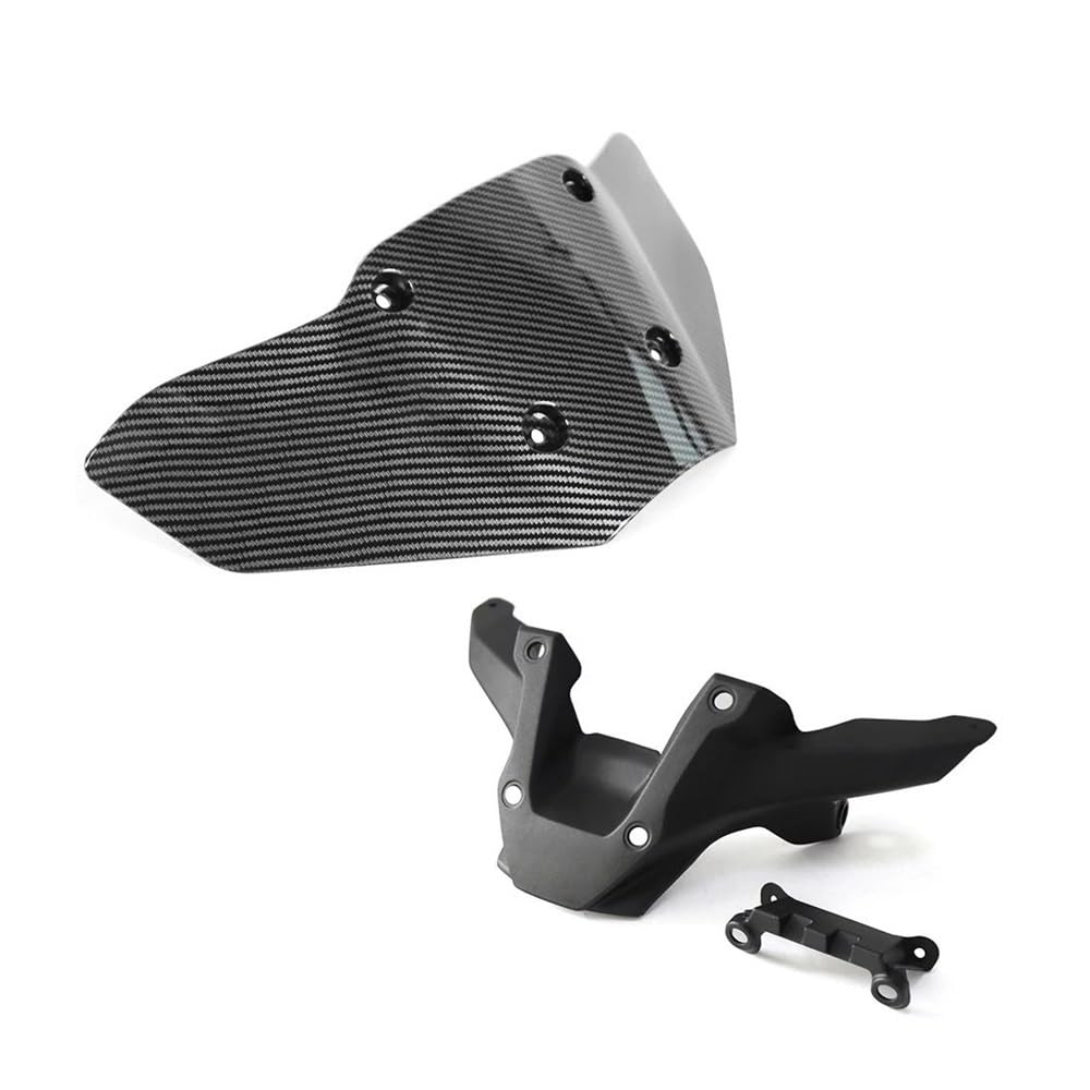 XARNUH Windschild Motorrad Für MT-09 Für SP 2024 Motorrad Zubehör Windschutzscheibe Windschutz Visier Wind Bildschirm Deflektor Kit Verkleidung Deflektor(Carbon Bracket) von XARNUH