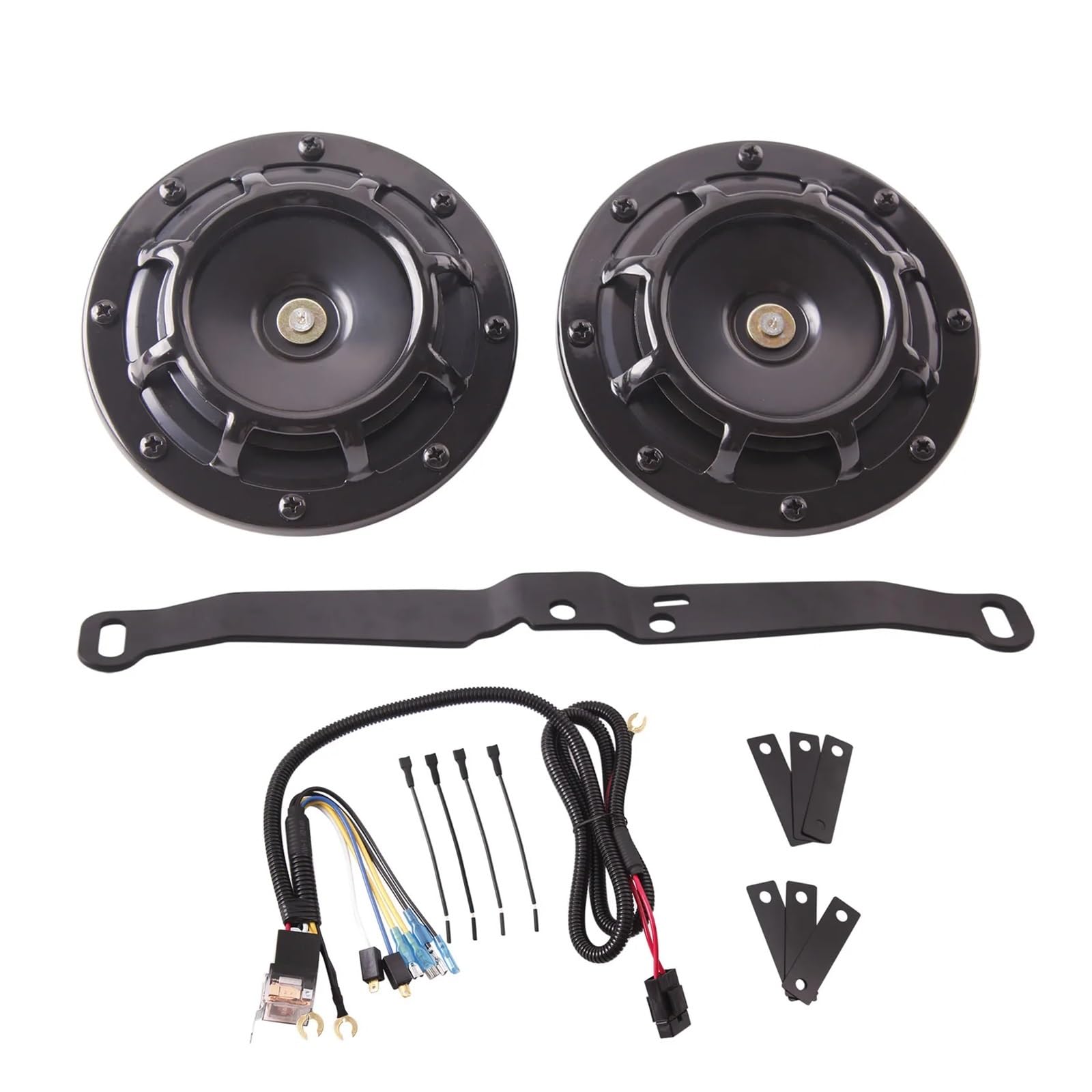 Motorradhupe 2 Stücke 12V Autohupe Disc Air Horn Kit Dual Tone Horn Singal Motorrad LKW Zubehör Mit Montagehalterung von XAVIERAS