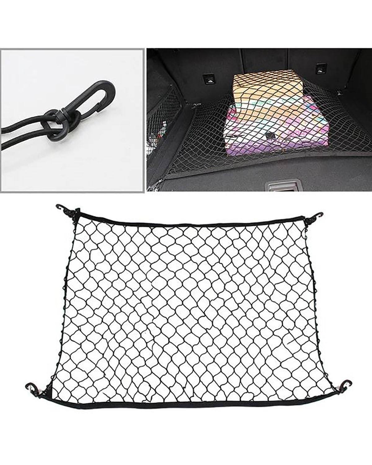 Gepäcknetz Ablagenetz Auto Elastisches Nylon Hinten Cargo Ordentlich Net Lagerung Organizer Cargo Net Hängematte Trunk Organizer Lagerung Auto Aufbewahrungsnetz(70X70CM) von XBDYGS