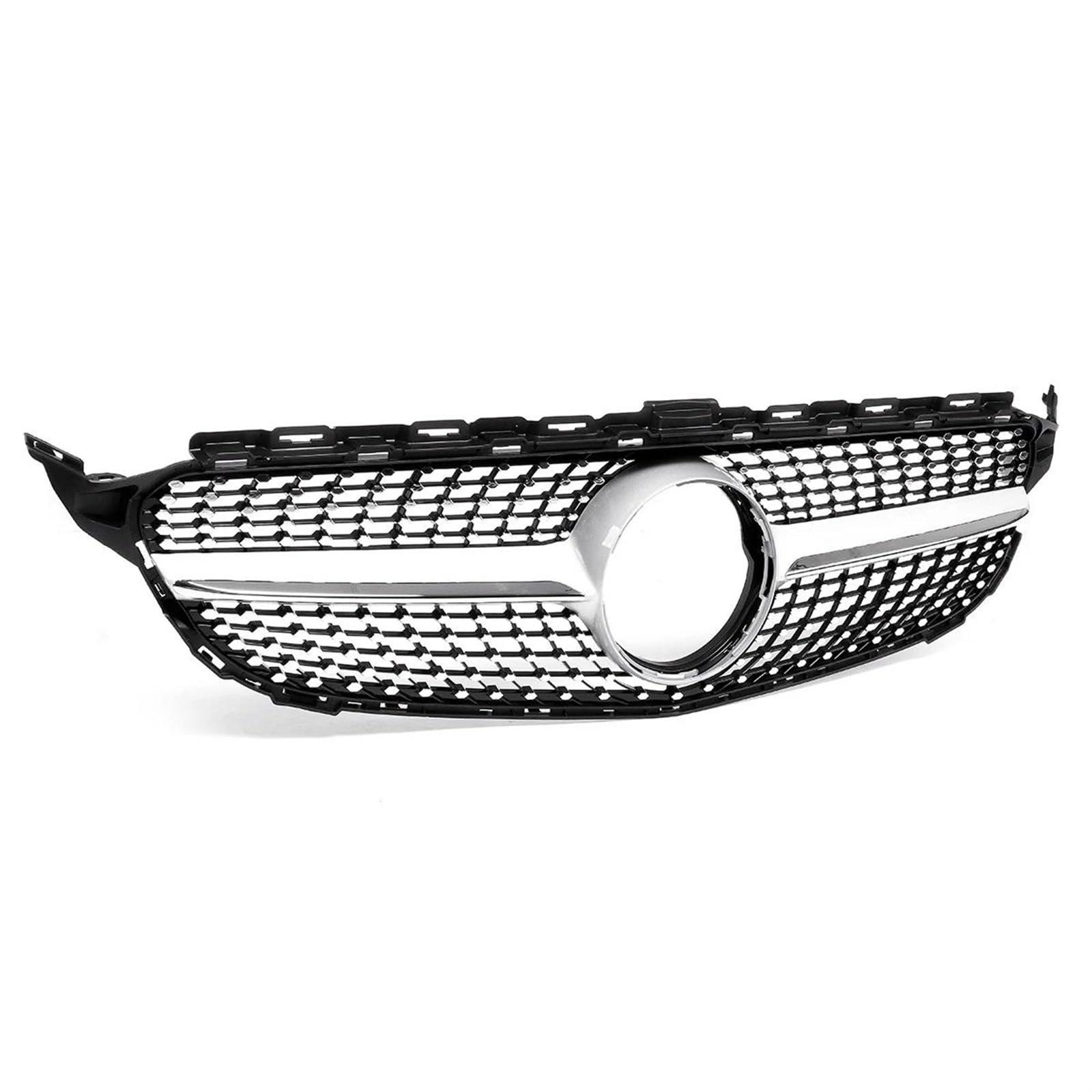 Front Kühlergrill Für Mercedes Für Benz Für C Klasse W205 C200 C250 C300 C350 2015-2018 Diamant Auto Front Stoßstange Grille Racing Grill automotive Kühlergrill (Farbe : Chrom-Silber) von XBOXUN