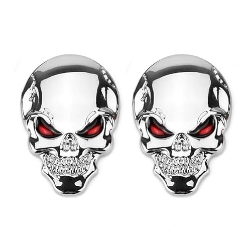 2pcs Skull Totenkopf 3D Logo Sticker Emblem Badge Aufkleber Auto Car Silber XCBW von XCBW