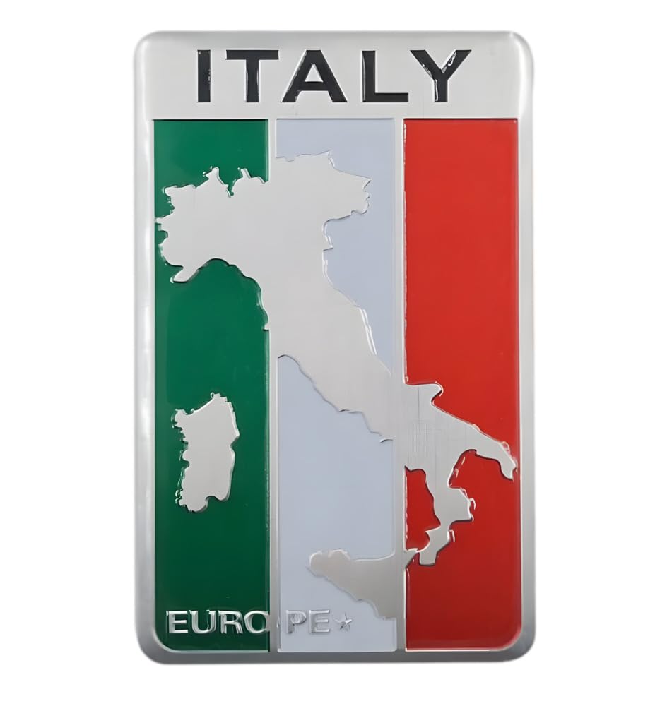 3D Metall Italien Flagge Italy Sticker Emblem Aufkleber Auto 5 x 8 cm Silber von XCBW