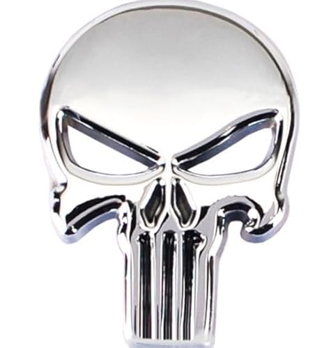 3D Metall Karosserie Abzeichen Auto Motorrad 3D Silber Auto Punisher Schädel Emblem von XCBW