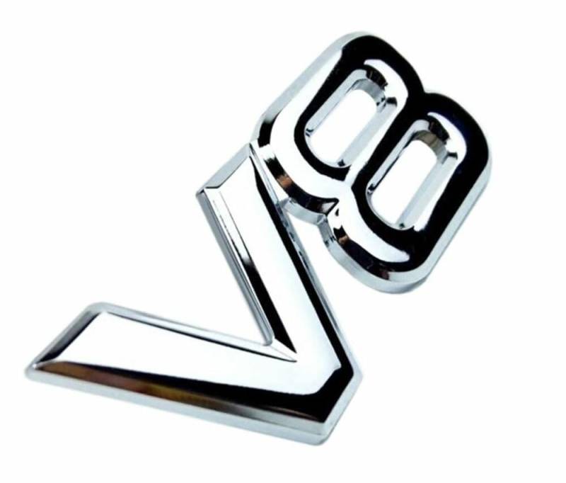 3D V8 Metall Auto Emblem Schriftzug Autos Modellierung Auto-Logo Auto Silber von XCBW