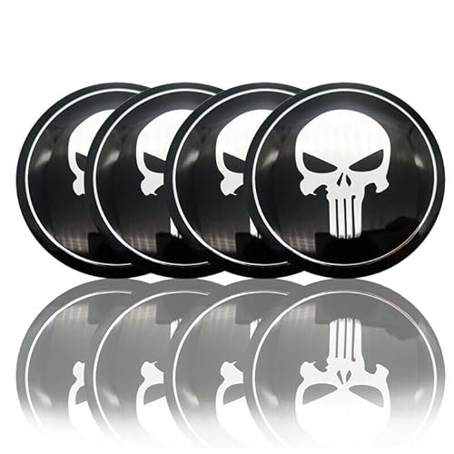 4 Auto Emblem Punisher Nabendeckel Aufkleber Totenkopf Sticker Nabenkappe Skull Ø56mm Emblem von XCBW