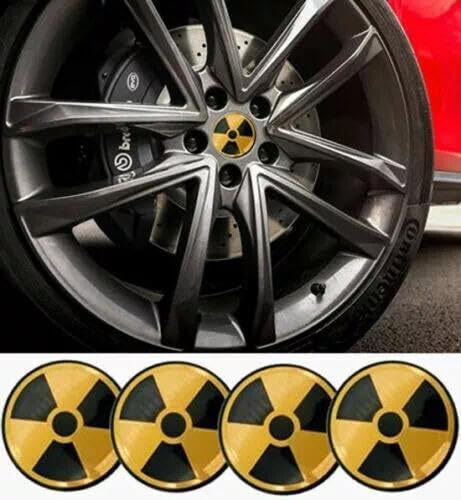 4pcs Atomkern Atom Gefahr Radiation Auto Emblem Felgensticker Auto Emblem Nabendeckel 56mm von XCBW