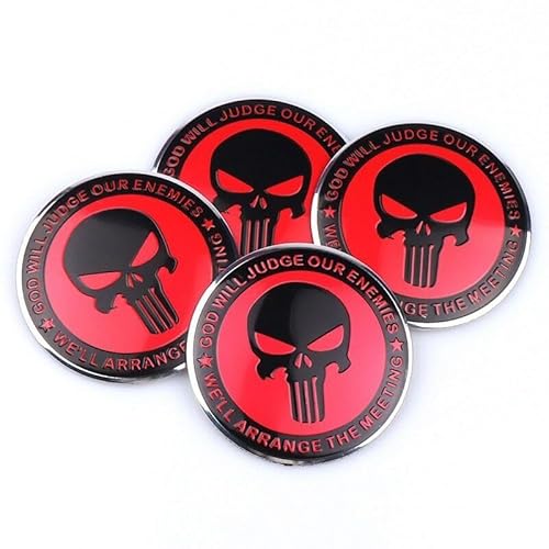 4pcs Auto Emblem Nabendeckel Punisher Aufkleber Sticker Totenkopf Logo Radkappen Schädel 56mm von XCBW