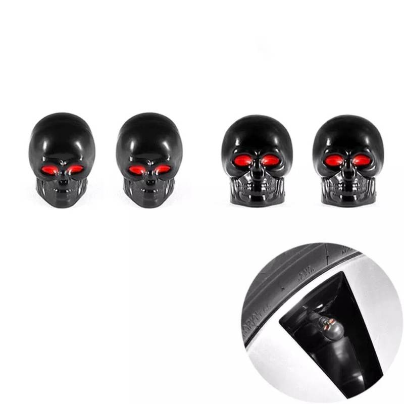 4pcs Skull Terminator Skelett Ventilkappen Reifen Auto Motorrad Bike Valve von XCBW