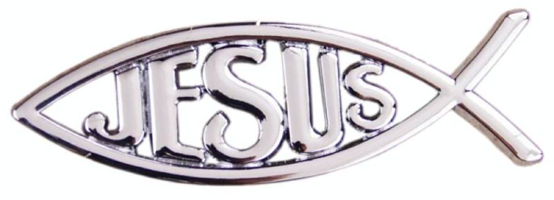 Auto Aufkleber Emblem Sticker Silber Chrom 3D Jesus Christus Fisch ICHTHY Motorrad Logo von XCBW