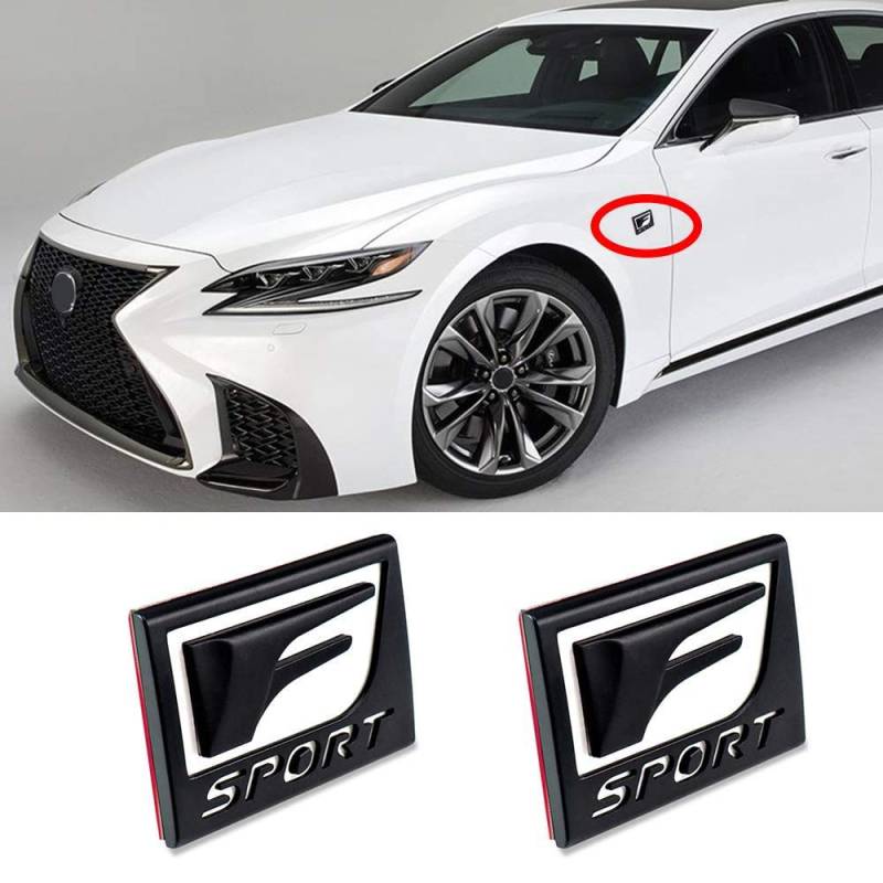 XCBW 1 Paar F-Sport Square Emblem Label Trunk Fender Logo Seitenaufkleber Aufkleber Für L-EXUS CT is ES GS LS NX GX SX LX LC GS300 RX300,Schwarz von XCBW