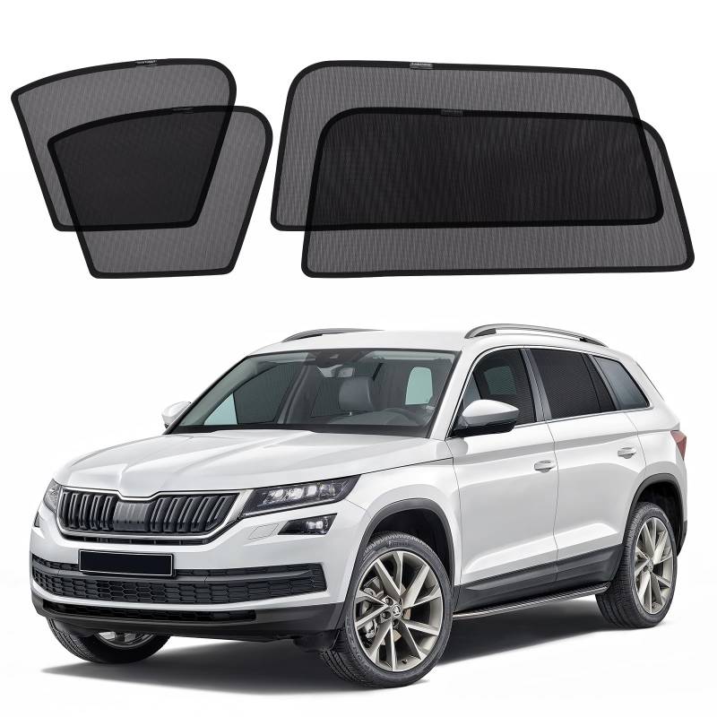 XCBYT Sonnenschutz Auto Kompatibel mit Skoda Kodiaq 2017-2024, Fenster Verdunkelung, Autofenster Magnetisch Sonnenschutz Seitenscheibe Atmungsaktiv, 4 Stück von XCBYT