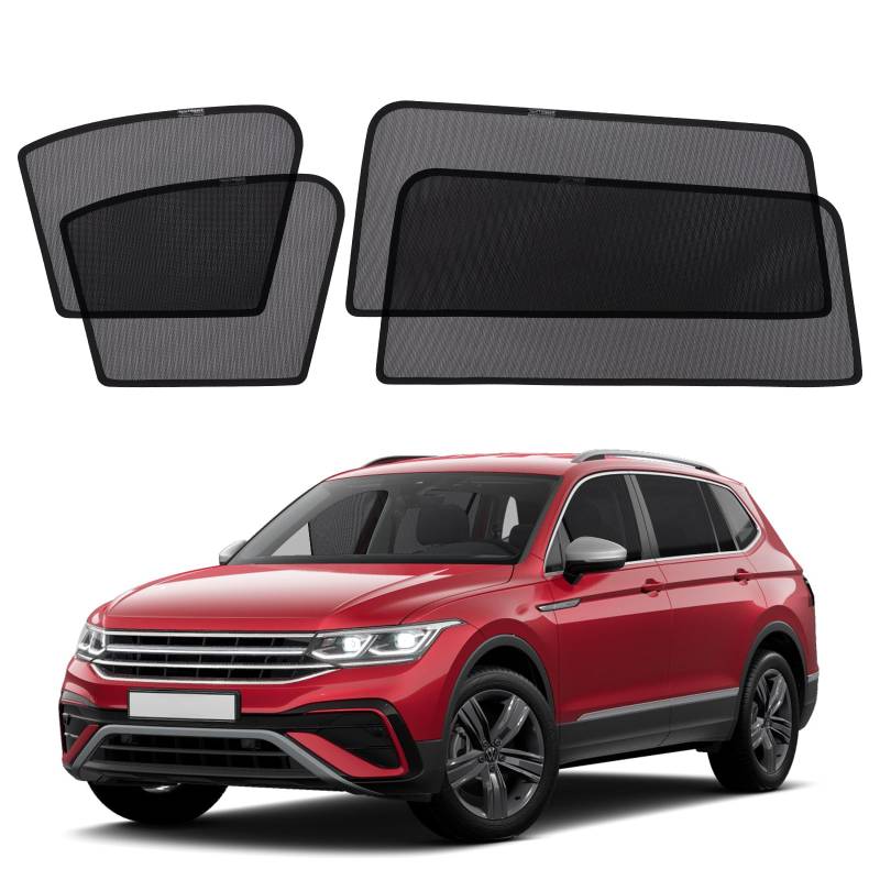 XCBYT Sonnenschutz Auto Kompatibel mit VW Tiguan II Allspace 2016-2024, Fenster Verdunkelung, Autofenster Magnetisch Sonnenschutz Seitenscheibe Atmungsaktiv, 4 Stück von XCBYT