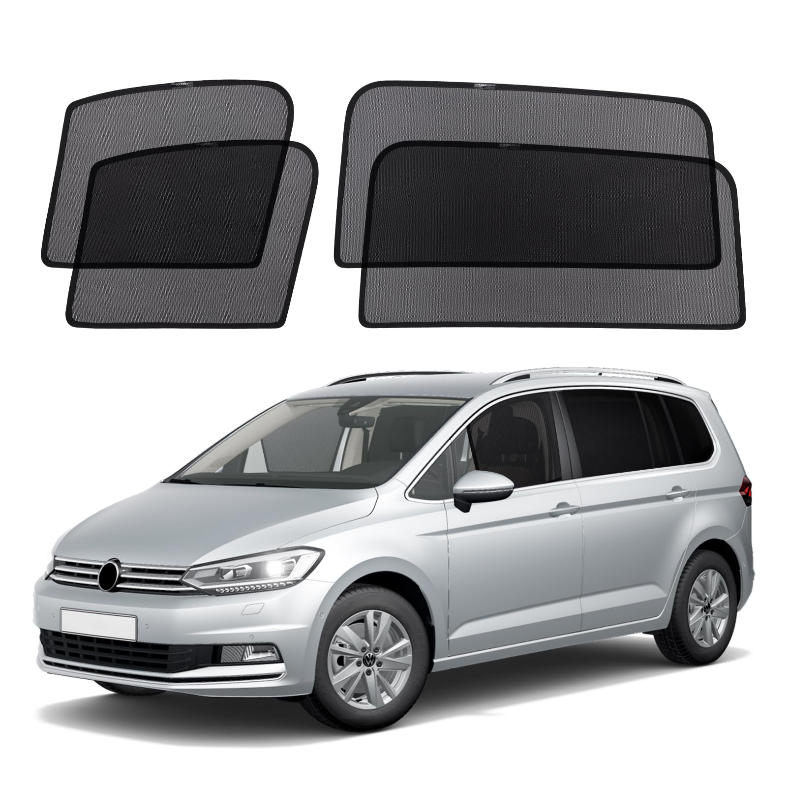 XCBYT Sonnenschutz Auto Kompatibel mit VW Touran 2016-2024, Fenster Verdunkelung, Autofenster Magnetisch Sonnenschutz Seitenscheibe Atmungsaktiv, 4 Stück von XCBYT