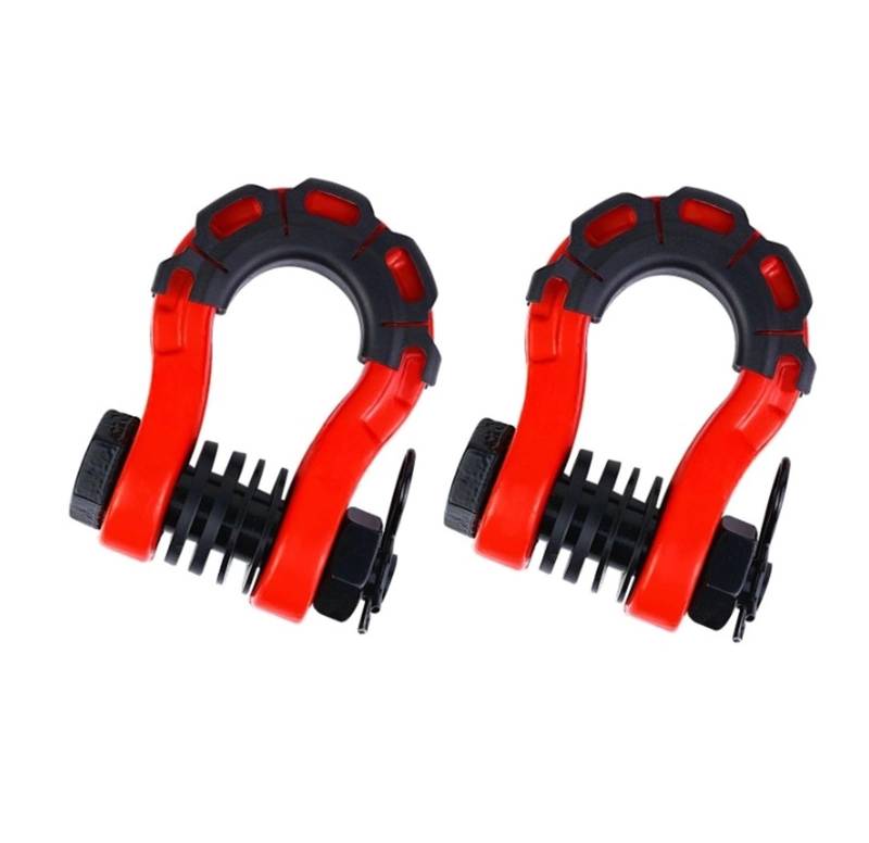 XCVKBA 2 Stück Anhänger U-Haken 8 Tonnen 3/4 Zoll D Schäkel Set mit 2 Stück Isolatoren 4 Stück Unterlegscheiben kompatibel for Recovery 4WD Offroad Teile Abschlepphaken(Red) von XCVKBA