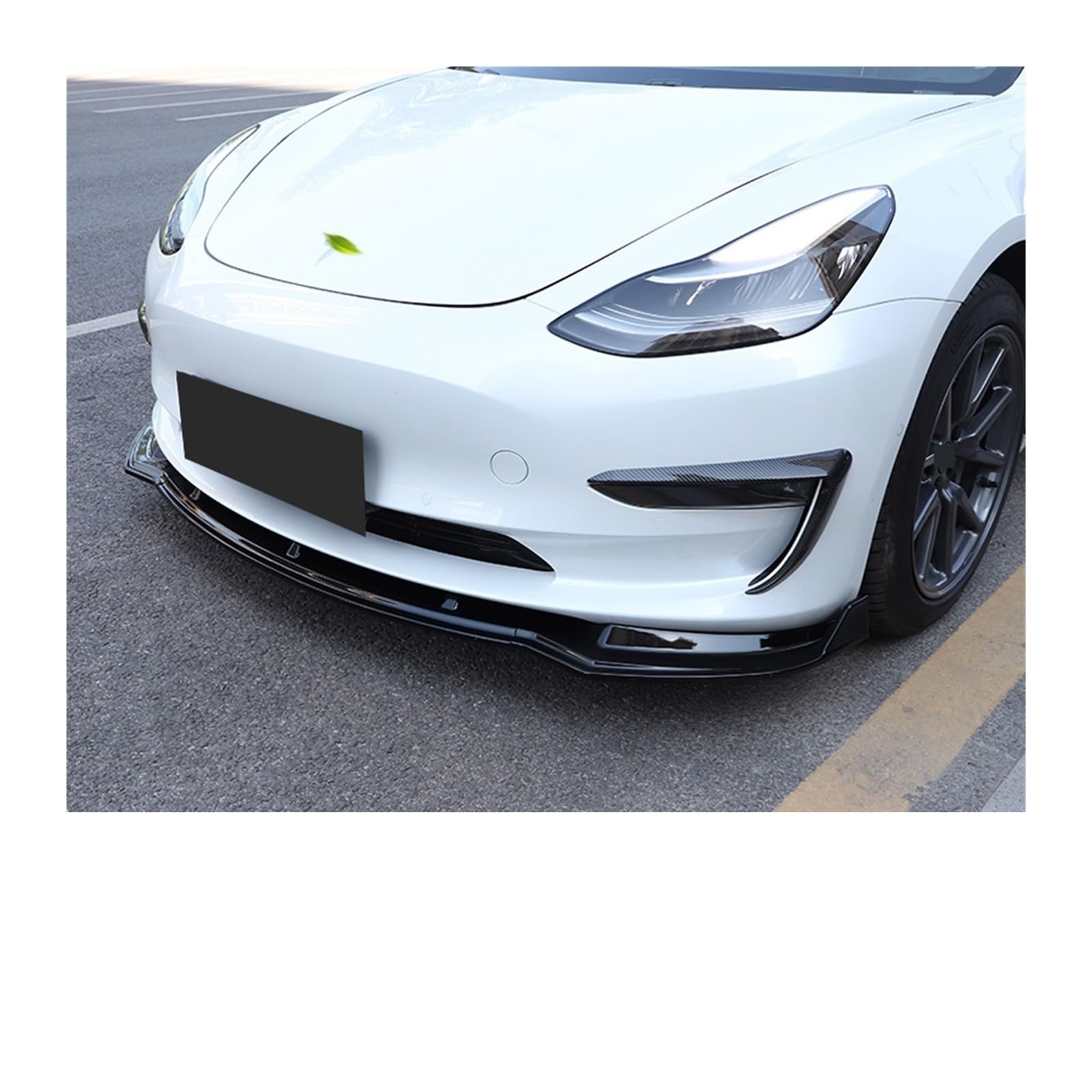 XCVKBA 3 stücke Auto Vorderen Stoßfänger Lip Body Kit Spoiler ABS Auto Zubehör Auto-Splitter Kompatibel for Tesla Modell 3 2017-2021 Dropship(M3 BK Sports) von XCVKBA