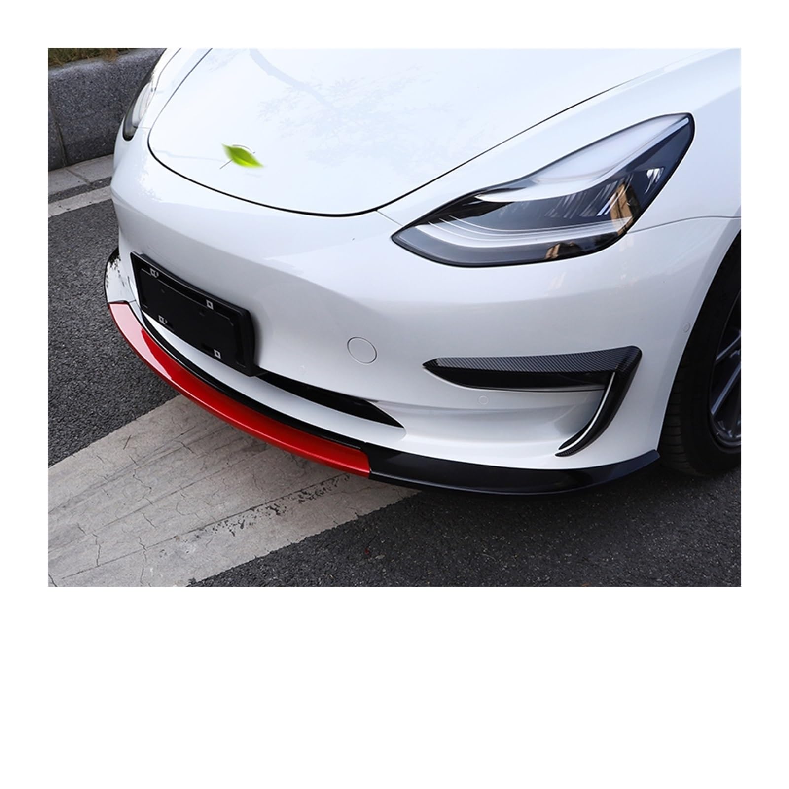 XCVKBA 3 stücke Auto Vorderen Stoßfänger Lip Body Kit Spoiler ABS Auto Zubehör Auto-Splitter Kompatibel for Tesla Modell 3 2017-2021 Dropship(M3 BKRD) von XCVKBA