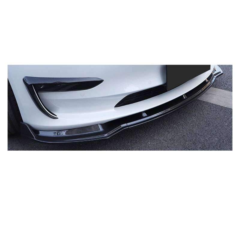 XCVKBA 3 stücke Auto Vorderen Stoßfänger Lip Body Kit Spoiler ABS Auto Zubehör Auto-Splitter Kompatibel for Tesla Modell 3 2017-2021 Dropship(M3 CF Sports) von XCVKBA