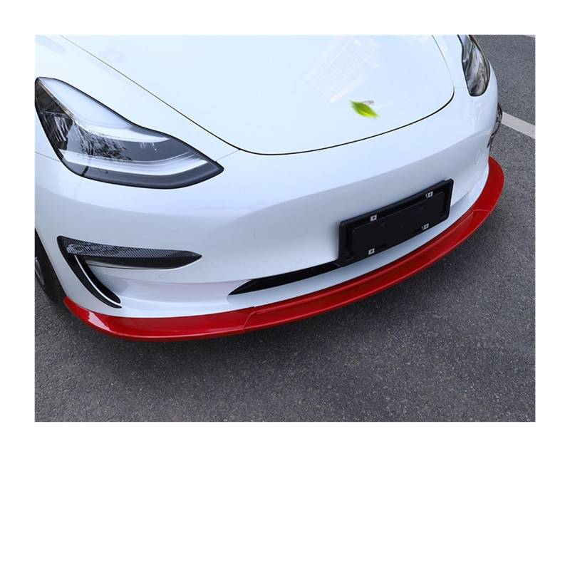 XCVKBA 3 stücke Auto Vorderen Stoßfänger Lip Body Kit Spoiler ABS Auto Zubehör Auto-Splitter Kompatibel for Tesla Modell 3 2017-2021 Dropship(M3 Red) von XCVKBA