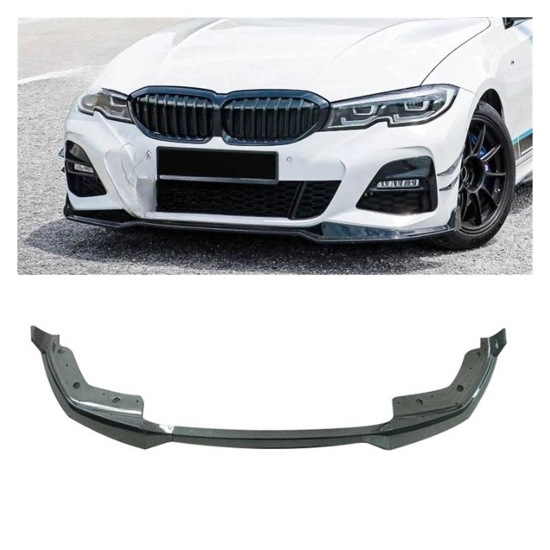 XCVKBA 3-teiliges Frontstoßstangen-Lippensplitter-Spoiler-Diffusor-Schutz-Körper-Set, kompatibel for BMW G20 M-Pack 320i 330i M340i xDrive 2019 2020 2021 2022, glänzendes Schwarz(Carbon Look) von XCVKBA