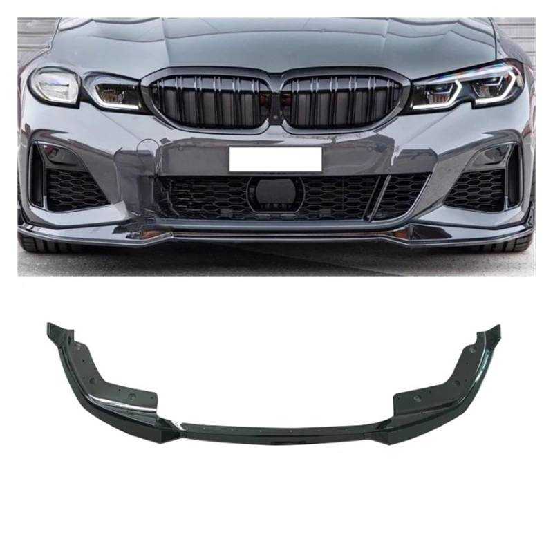 XCVKBA 3-teiliges Frontstoßstangen-Lippensplitter-Spoiler-Diffusor-Schutz-Körper-Set, kompatibel for BMW G20 M-Pack 320i 330i M340i xDrive 2019 2020 2021 2022, glänzendes Schwarz(Gloss Black) von XCVKBA