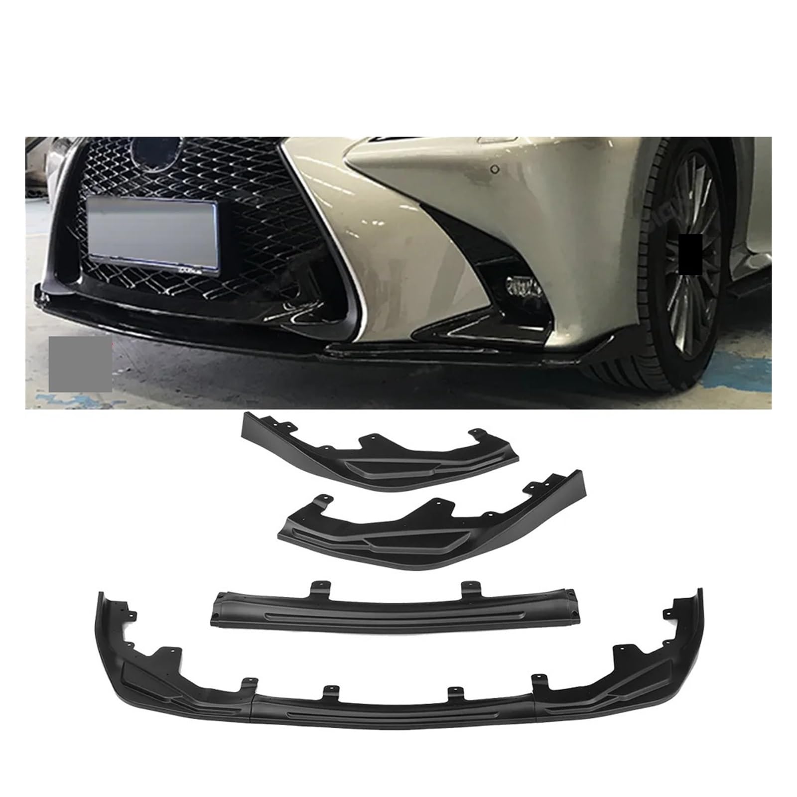 XCVKBA 3Pcs Auto Front Stoßstange Splitter Lip Body Kit Diffusor Schutzfolie Kompatibel for Lexus GS GS350 GS450H 2016 20117 2018 2019 2020(Matte Black) von XCVKBA