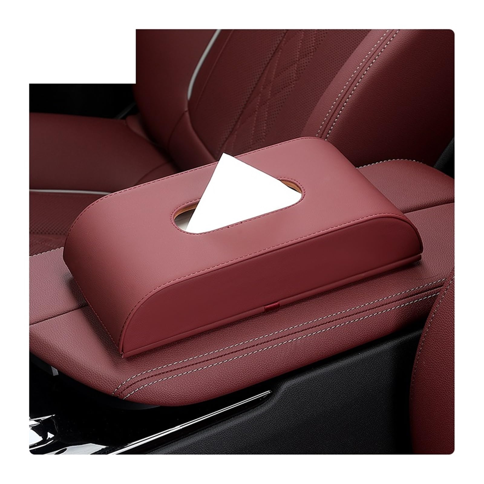 XCVKBA Auto Tissue Storage Box Halter Kreative Leder Serviette Organizer Universal Kompatibel for BMW F30 G20 G30 X1X2X3X4X5X6X7 Auto Zubehör(Red) von XCVKBA