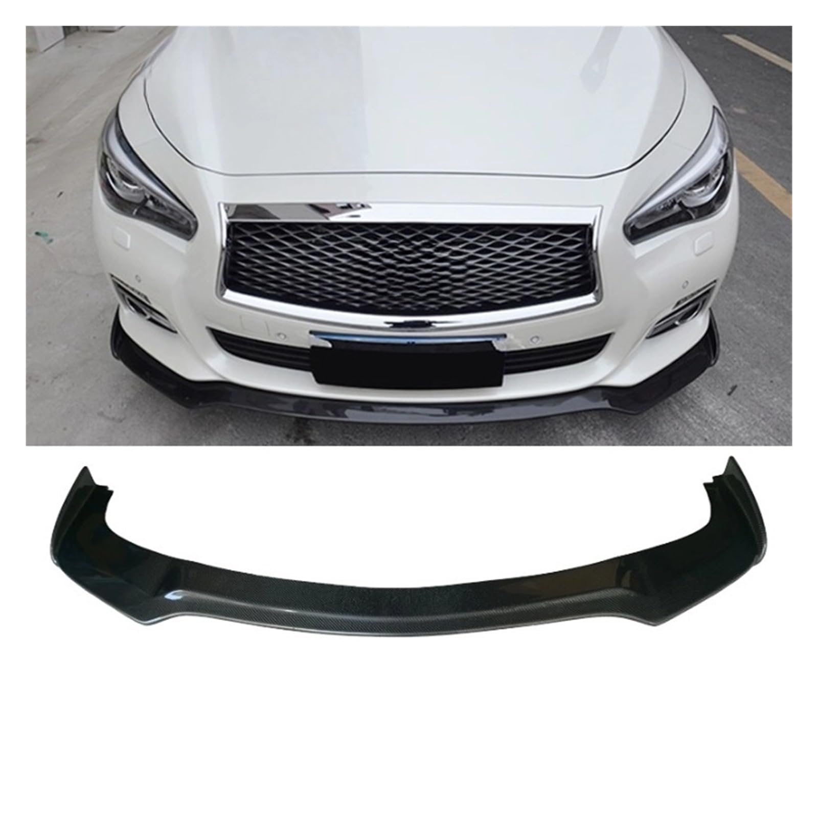 XCVKBA Carbon Fiber Front Schaufel Diffusor Spoiler Lippe Kompatibel for Infiniti Q50 Standard Und Q50S 2014 2015 2016 Auto Körper kit(Q50 Standard) von XCVKBA