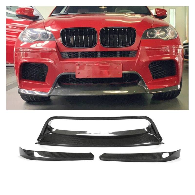 XCVKBA Carbonfaser-Frontstoßstangenlippe, kompatibel for BMW X5M E70 X6M E71 2010 2011 2012 2013 2014, Frontlippenspoiler-Körpersatz (3 Stück/Set), Lippenspoiler-Splitter, FRP(FRP Matte Black) von XCVKBA