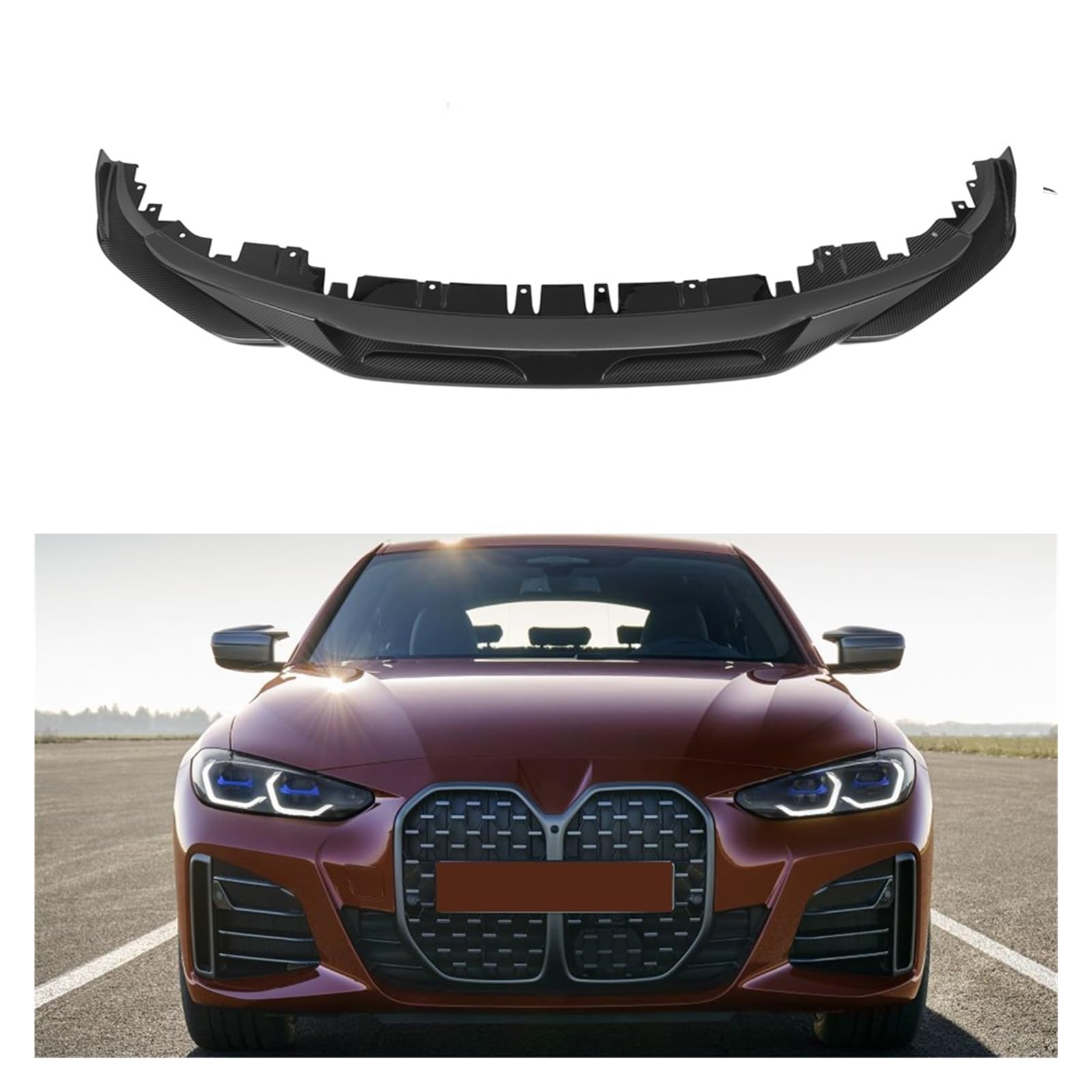 XCVKBA Dry Carbon Fiber Front Bumper Lip Canards Spoiler Splitter Winglet Kompatibel for BMW 4er Gran Coupe G26 / i4 2021 von XCVKBA