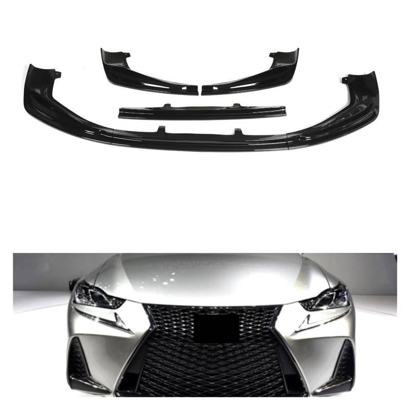 XCVKBA Glänzend schwarz Auto Frontstoßstange Splitter Lip Spoiler Body Kit Diffusor Schutz kompatibel for Lexus IS250 IS350 IS300 F-Sport 2014 2015 2016(Carbon Fiber Look) von XCVKBA