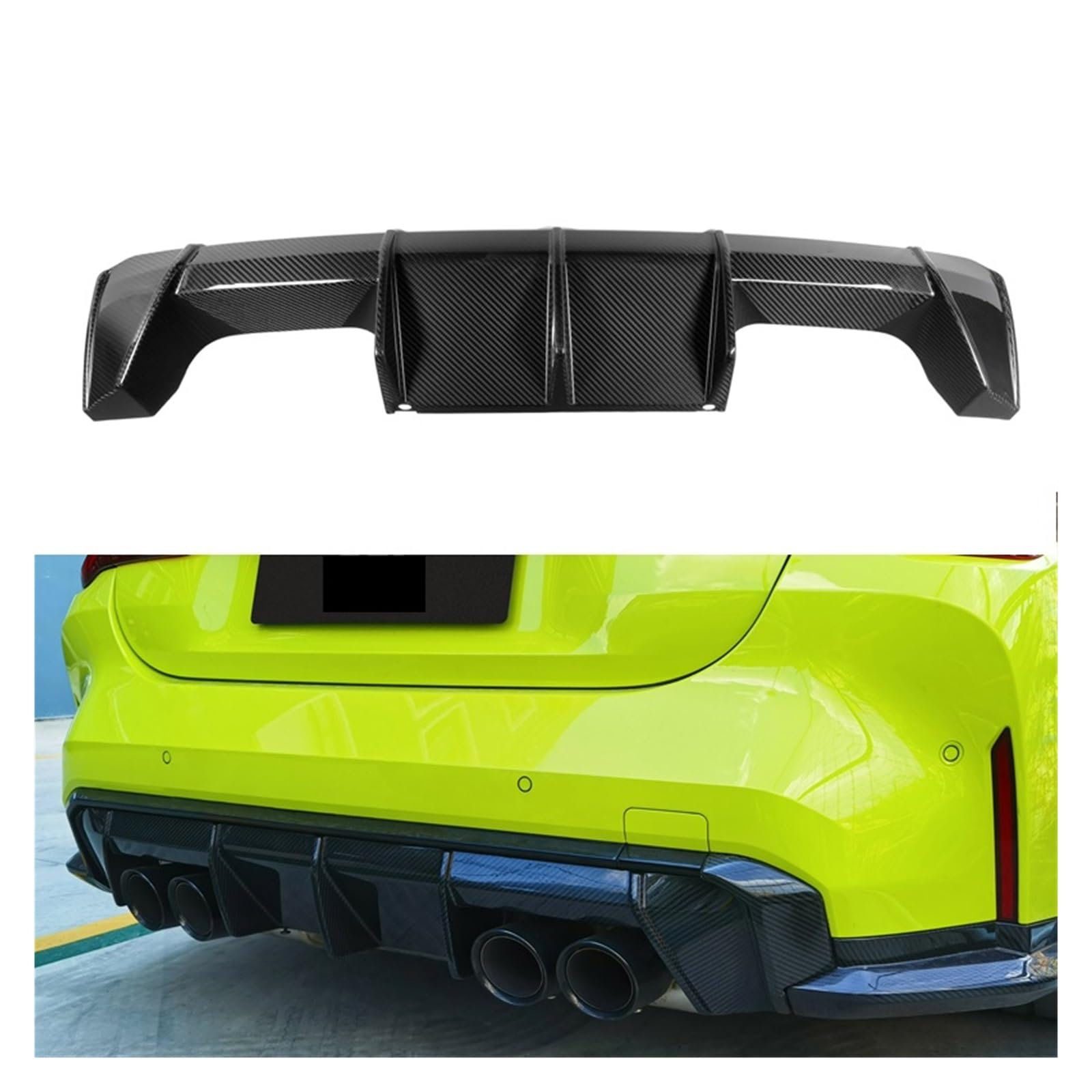 XCVKBA Heckstoßstangenlippen-Spoiler-Diffusor, kompatibel for BMW M3 M4 G80 G82 G83 Limousine, Coupe, Cabrio, Heckstoßstangenlippe, trockene Kohlefaser(EU Styling) von XCVKBA