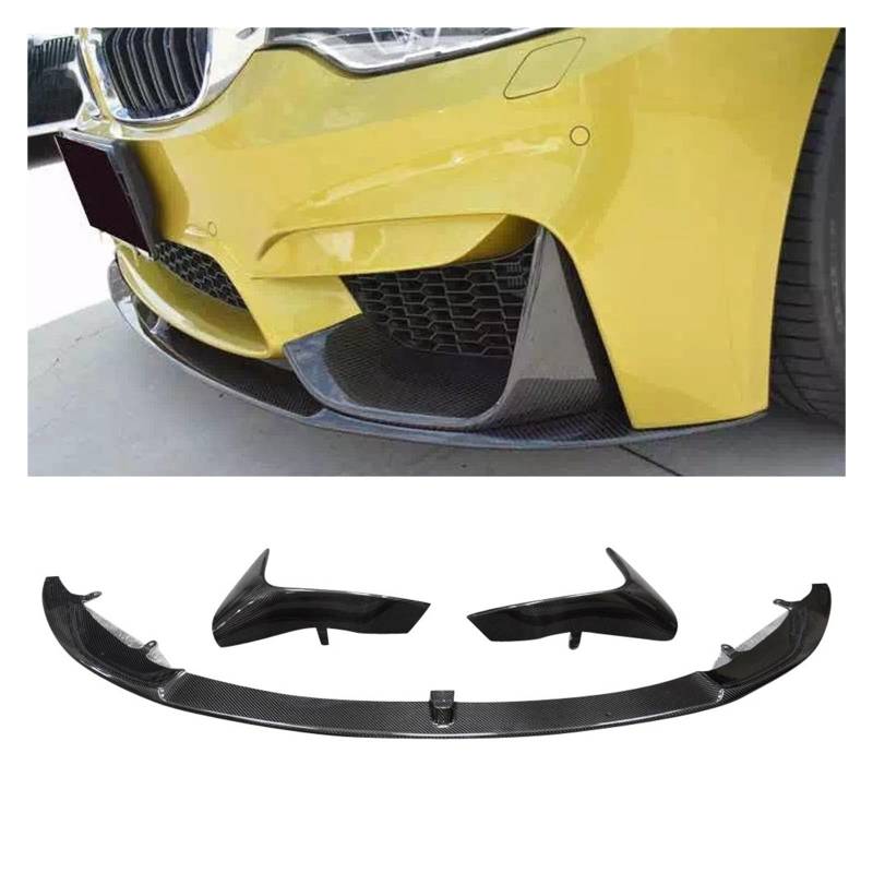 XCVKBA Kompatibel for BMW F80 M3 F82 F83 M4 2014 2015 2016 2017 2018 2019 2020 2021 2022 2023 Kohlefaser-Frontlippen-Stoßstangenspoiler und Frontsplitter, Auto-Styling(Fiberglass) von XCVKBA