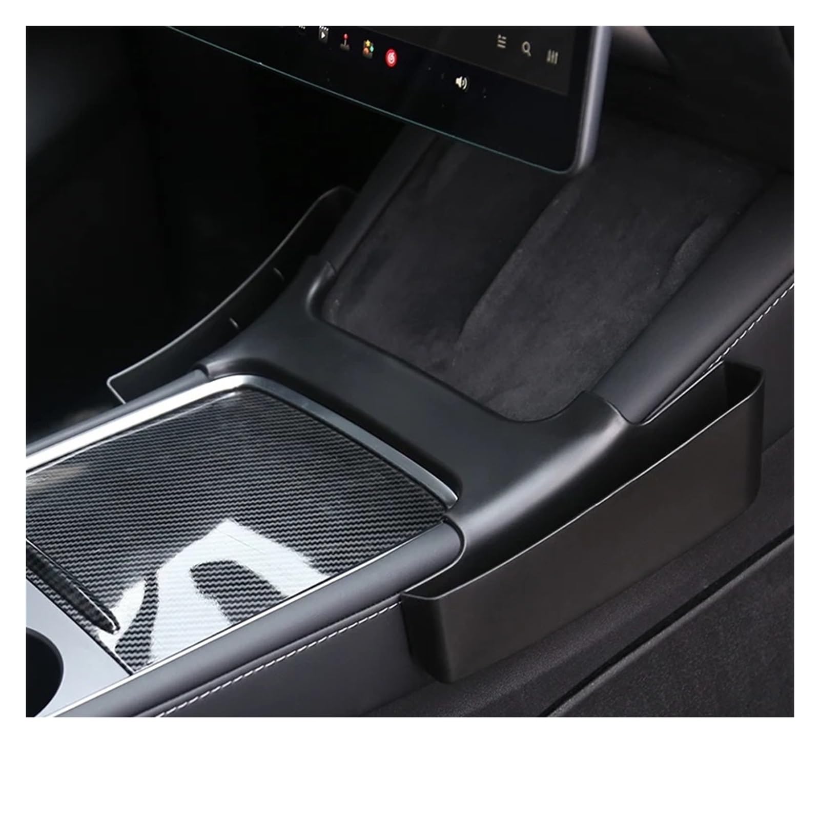 XCVKBA Kompatibel for Tesla Model 3 Y Center Beide Seiten Konsole Organizer Fach Armlehne Seite Telefon Aufbewahrungsbox Auto Innenraum Verstauen Zubehör(Black) von XCVKBA