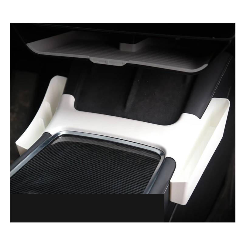 XCVKBA Kompatibel for Tesla Model 3 Y Center Beide Seiten Konsole Organizer Fach Armlehne Seite Telefon Aufbewahrungsbox Auto Innenraum Verstauen Zubehör(White) von XCVKBA