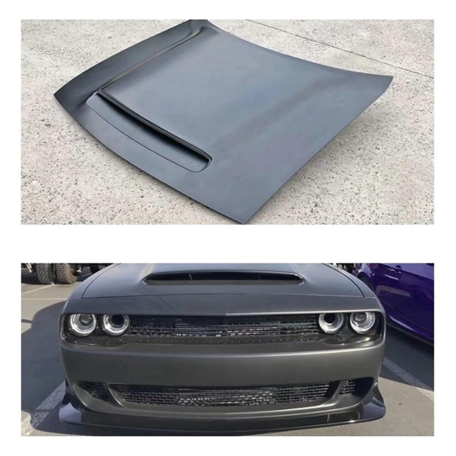 XCVKBA Kompatibel mit Adapt Dodge Challenger's 2013 2014 2015 2016 2017 2018 2019 2020. Modifizierter Devil Hell Cat's Bar, vorne breiter Körper umlaufende Sporthaube(Demon cover) von XCVKBA