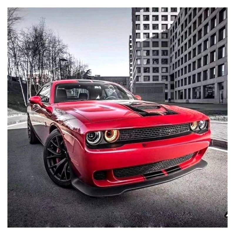 XCVKBA Kompatibel mit Adapt Dodge Challenger's 2013 2014 2015 2016 2017 2018 2019 2020. Modifizierter Devil Hell Cat's Bar, vorne breiter Körper umlaufende Sporthaube(Grille) von XCVKBA