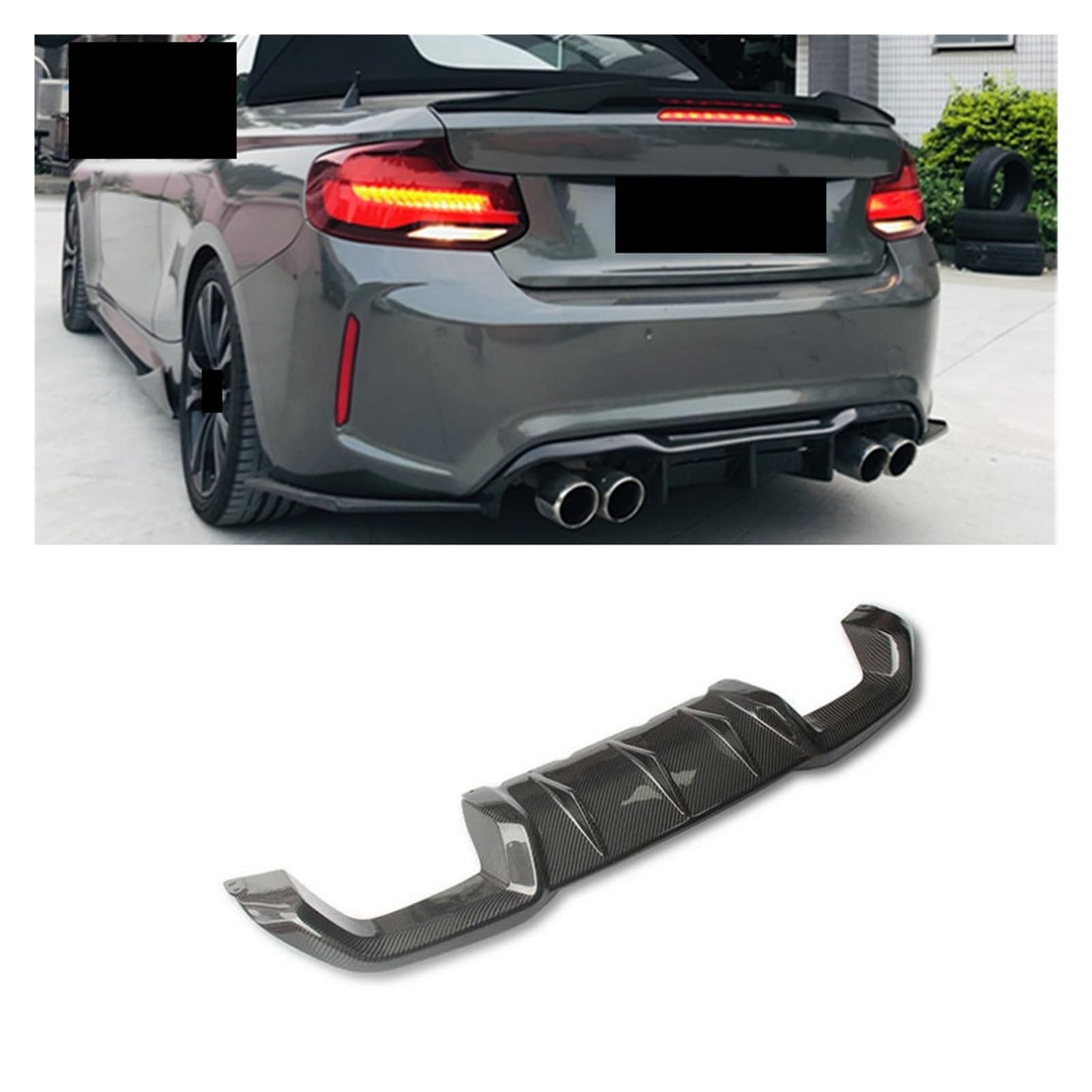 XCVKBA M2C Heckdiffusor Lippe Spoiler Stoßstange kompatibel for BMW F87 M2 Base Coupe 2 Türer 2016 2017 2018 2019 2020 2021 2022 2023 Kohlefaser/FRP(FRP unpainted) von XCVKBA