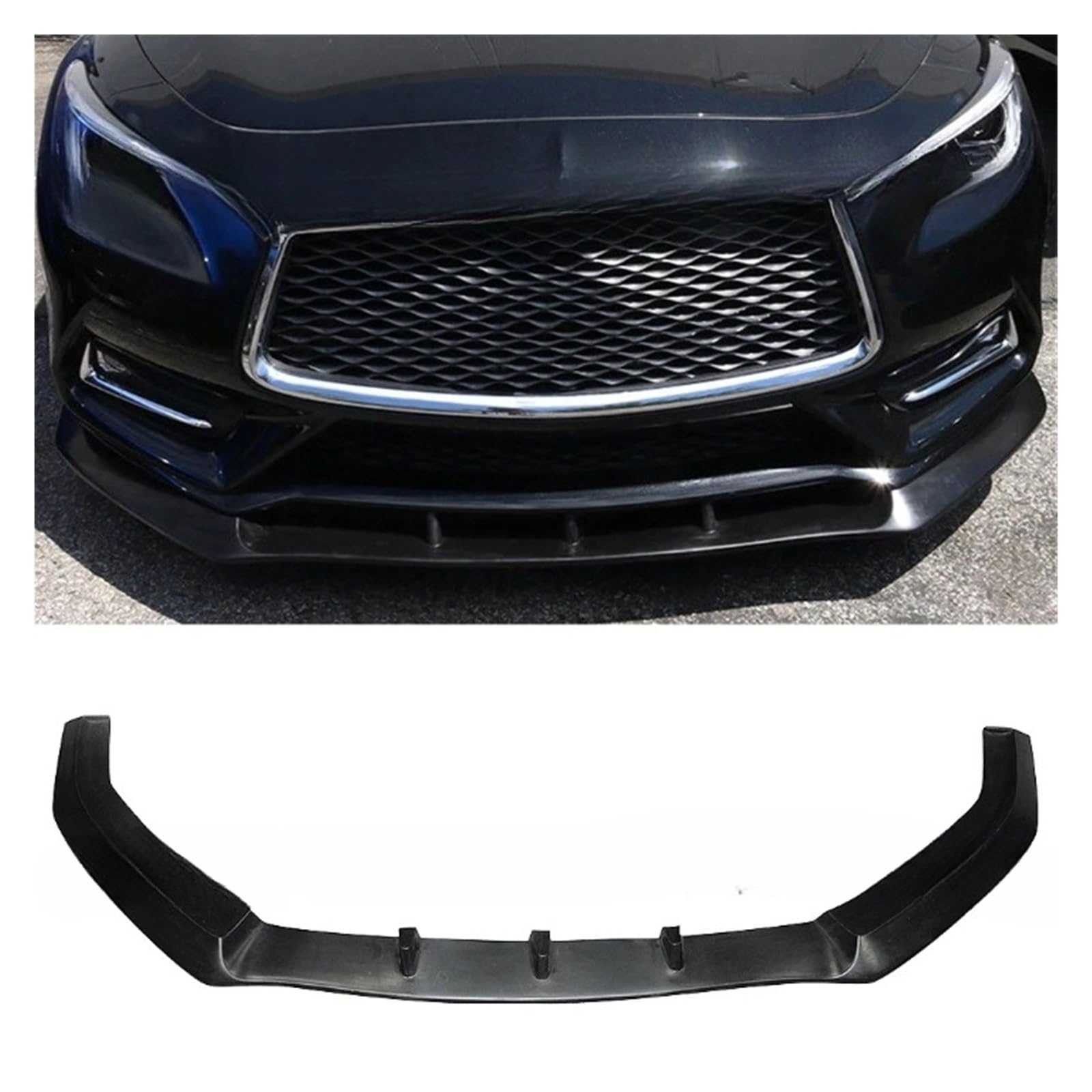 XCVKBA PU-Material Frontlippe Bumper Spoiler Schürze kompatibel for Infiniti Q60 Q60S 2017 2018 2019 2020 2021 2022 2023 von XCVKBA