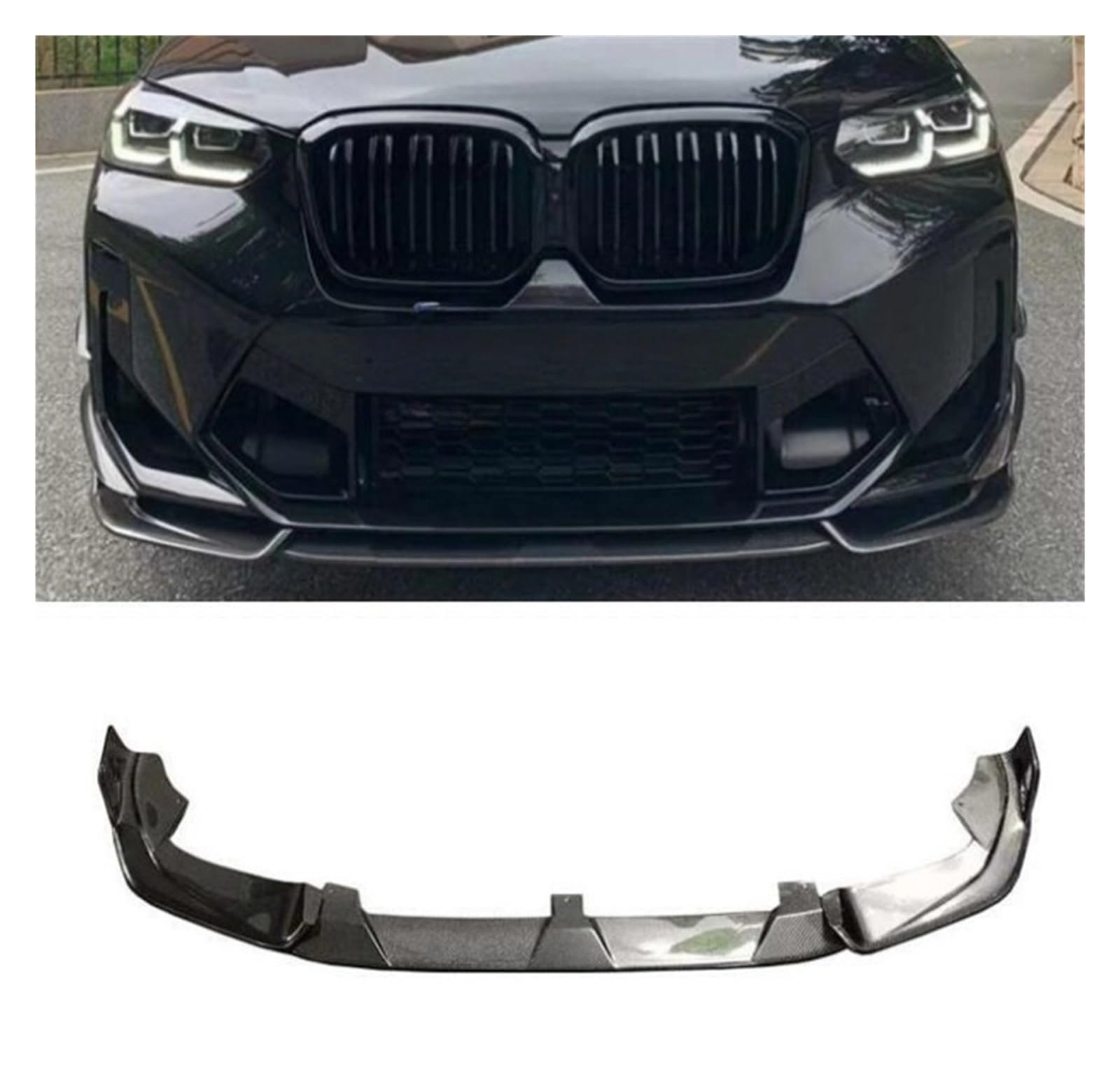 XCVKBA REAL CARBON FIBER Front Bumper Lip Splitter Cup Flaps Cover kompatibel for BMW F97 X3M F98 X4M LCi 2022 2023(For X3M) von XCVKBA