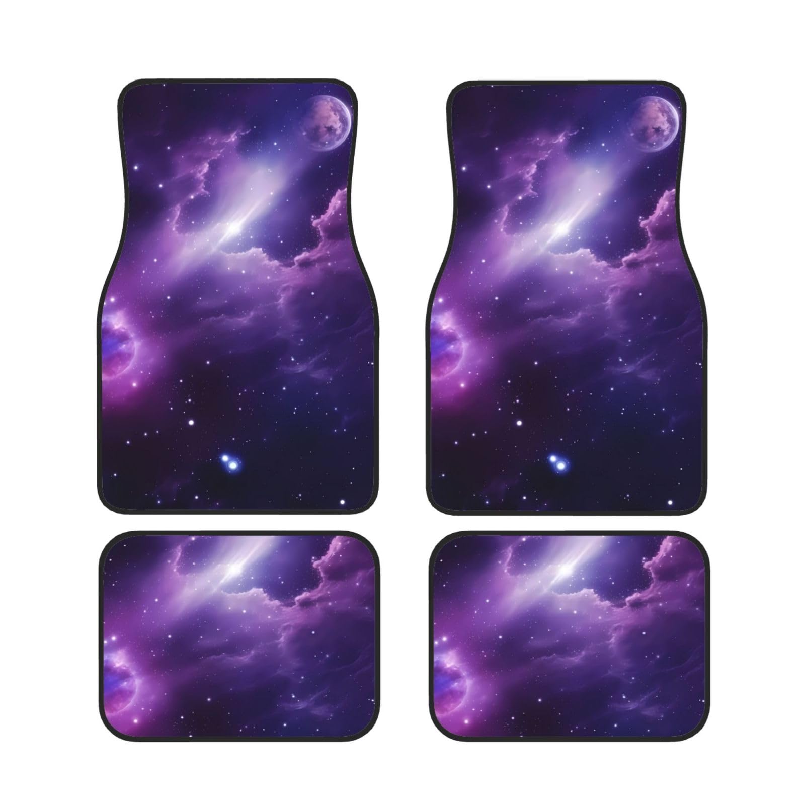 Galaxy Starry Space Purple Starry Car Mats 4-teiliges Set, dekorative Bodenmatte mit rutschfesten, wasserdichten Allwetter-Gummimatten, Universalmatten sind weit verbreitet in allen Arten von Autos von XDCYWBZDBC