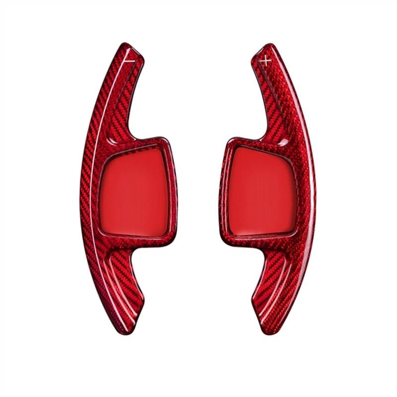 XDETGOK Kompatibel Mit Für A6 C8 A7 2019 2020 2021 Auto-Lenkrad-Schaltwippenverlängerung, Geschmiedetes Carbonfasermuster, Lenkrad-Schaltwippe Car Shift Paddles(Red Carbon) von XDETGOK