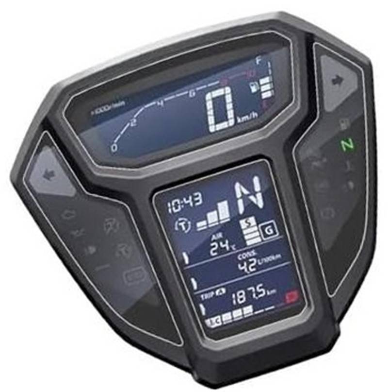 Abdeckung für elektrisches Messgerät, XEBRAD Displayschutzfolie, for CRF1000L Africa Twin CRF 1000 L 2015–2019, Motorrad-Armaturenbrett-Displayschutz, Cluster-Kratz-Displayschutzfolie(Black 1 pcs) von XEBRAD