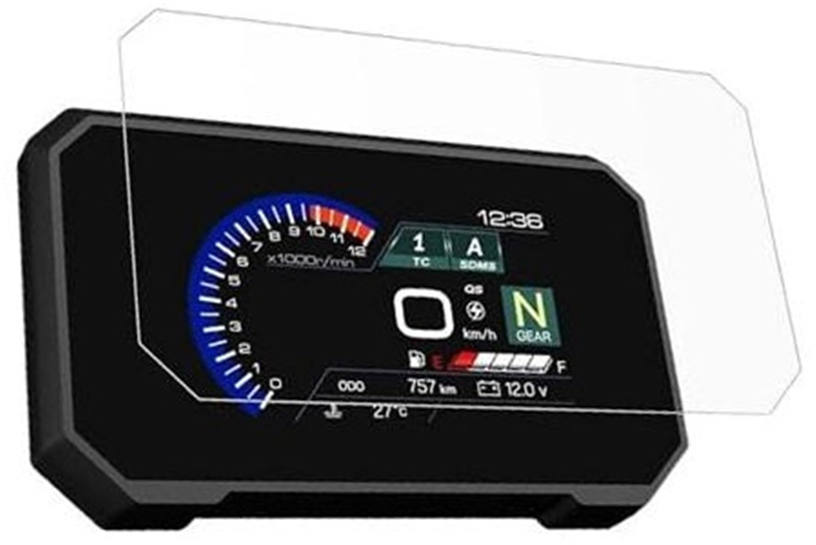 Abdeckung für elektrisches Messgerät, XEBRAD Displayschutzfolie, for V-Strom 800DE, for VStrom 800 DE 2023, Armaturenbrett-Displayschutzfolie, for VStrom 800 DE 2023, Motorradzubehör(Black 1 Set) von XEBRAD