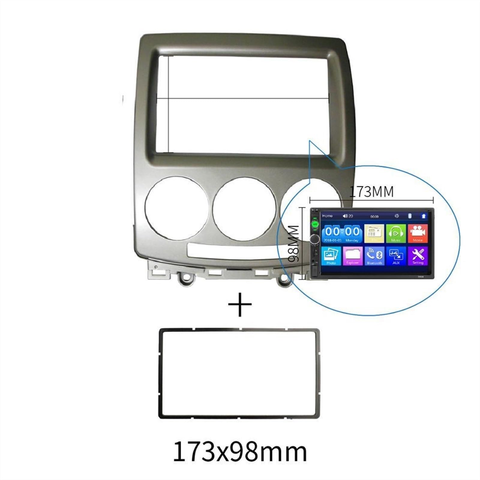 XEBRAD 2 Din DVD-Stereo-Panel, for Ford, I Max 2007+, for Mazda, 5 Premacy 2005+ Audio-Radio-Blende, CD-Verkleidungssatz, Umbaurahmen, Blende Kfz-Stereo-Panel-Kit(173X98mm) von XEBRAD