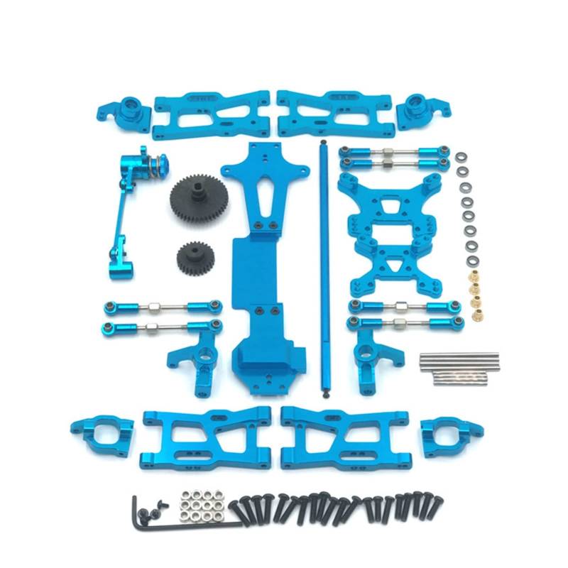 XEBRAD 24 PC Full Upgrade Ersatzteile Metall C, for Sitz, Lenkschalenschwinge, zentrale Antriebswelle, for WLtoys, 1:14 144001 RC Car Auto-Stoßdämpferhalterung(Blue) von XEBRAD